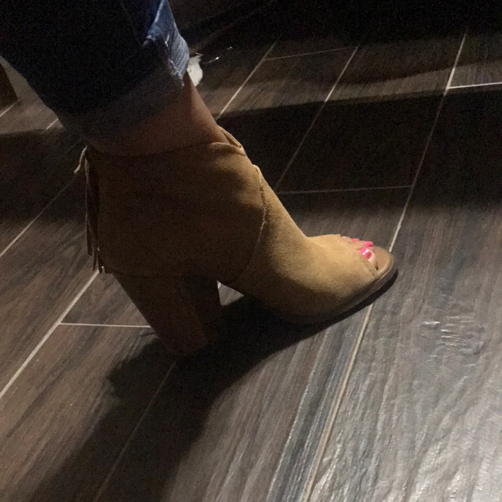 Gianni Bini Tan Ankle Booties with Fringe - Picture 6 of 6